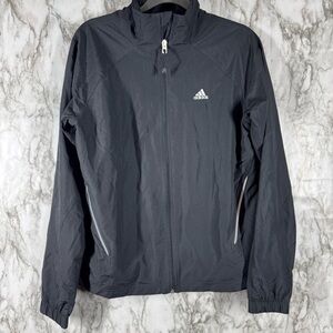 ADIDAS Jacket Womens Medium Black Full Zip Logo Long SleeveTrack Windbreaker M